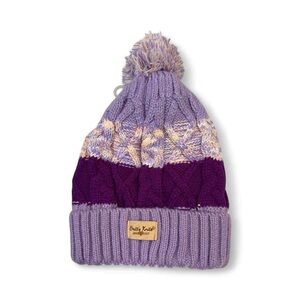Bells Knit Purple and Lavender Kids Pom-Pom Beanie Fur lined